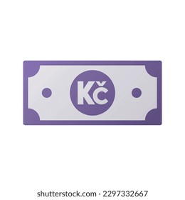 Czech Republic Czech Koruna Banknote. Flat style currency illustration Isolated on white background. Czech Koruna for web design, financial and business element.
