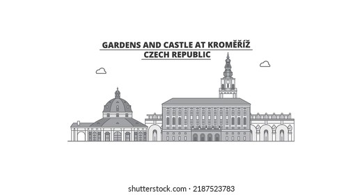 Czech Republic, Kromeriz city skyline isolated vector illustration, icons
