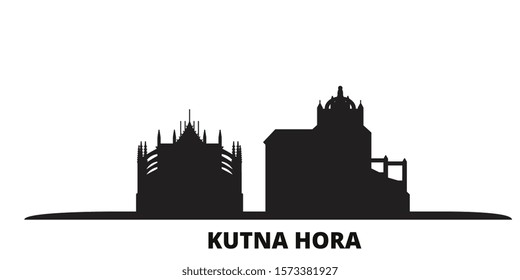 Czech Republic, Kutna Hora city skyline isolated vector illustration. Czech Republic, Kutna Hora travel black cityscape