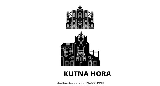 Czech Republic, Kutna Hora flat travel skyline set. Czech Republic, Kutna Hora black city vector illustration, symbol, travel sights, landmarks.