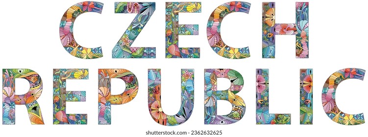 The Czech Republic is a landlocked country in Central Europe. Vector decorative zentangle object.