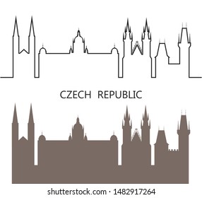 Czech Republic logo. Isolated Czech architecture on white background