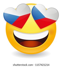 Czech Republic Love Emoji Face Vector Design Art Trendy Communication Chat Element