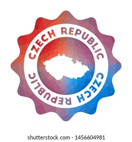 Czech Republic low poly logo. Colorful gradient travel logo of the country in geometric style. Multicolored polygonal Czech Republic rounded sign with map for your infographics.