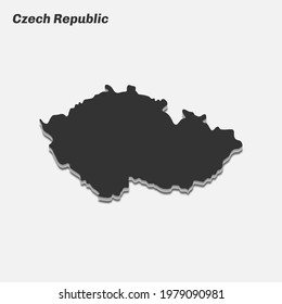 Czech Republic map 3d silhouette. Vector illustration.