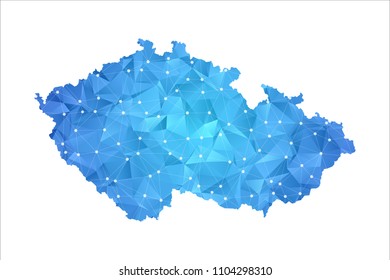 Czech Republic Map - Abstract geometric rumpled triangular low poly style gradient graphic on white background , line dots polygonal design for your . Vector illustration eps 10.