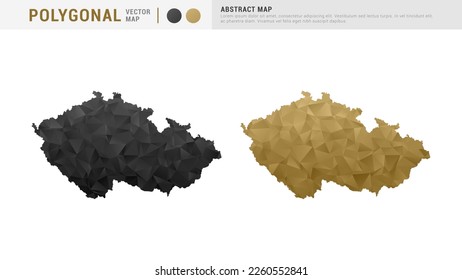 Czech Republic map of abstract gold and black vector polygon set couple.