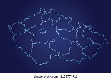 Czech Republic Map of Abstract High Detailed Glow Blue Map on Dark Background logo illustration	