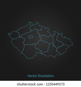 Czech Republic map - Abstract mash line and point scales on dark background with Czech Republic. flat design style, clean and modern. Vector Illustration eps10