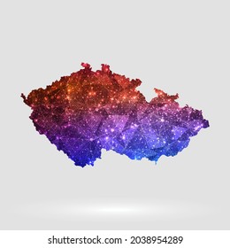 Czech Republic map background in polygonal style. Vector illustration low poly colorful Czech Republic map of isolated. Vector EPS 10.