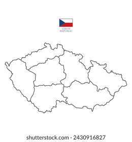 czech republic map background with states. map isolated on white background with flag. Vector illustration map europe