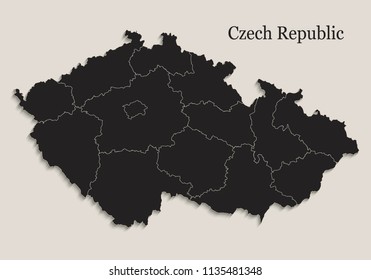 Czech Republic map Black blackboard separate states individual region vector