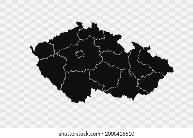 Czech Republic Map black Color on Backgound png