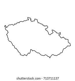 Czech Republic Map Of Black Contour Curves Of Vector Illustration