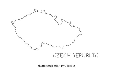 Czech Republic map black line on white background. Vector illustration.