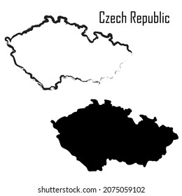Mapa de la República Checa de ilustraciones vectoriales en blanco y negro. mapa de ilustración vectorial en blanco y negro.