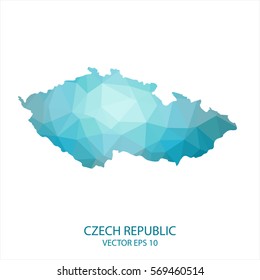 Czech Republic map - blue geometric rumpled triangular low poly style gradient graphic background , polygonal design for your . Vector illustration eps 10.