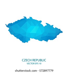 Czech Republic map - blue geometric rumpled triangular low poly style gradient graphic background , polygonal design for your . Vector illustration eps 10.