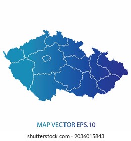 Czech Republic map, blue gradient color , infographic style , on white background with Map World. Wire frame 3D mesh , map 3D,