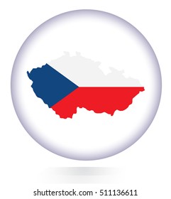 Czech Republic map button with national flag