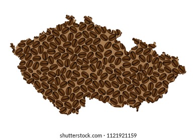 Czech Republic -  map of coffee bean, Czechia map made of coffee beans,