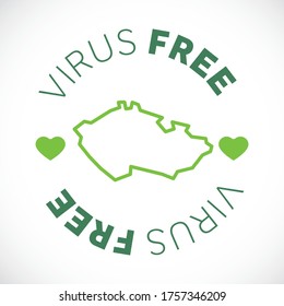 Czech Republic map cornavirus free zone. Virus clear area.