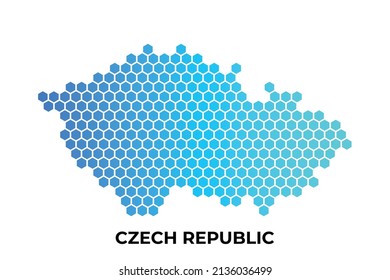 República Checa mapear la forma del hexágono digital en la ilustración del vector de fondo blanco