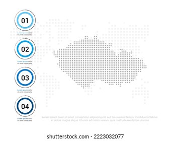 Mapa de puntos grises de la República Checa para presentación. Concepto creativo para infografía.