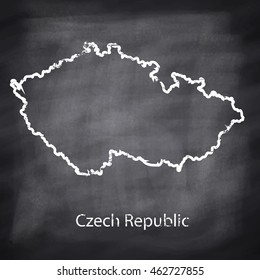 Czech Republic map drawn with chalk on blackboard background