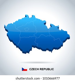 Czech Republic map and flag - High Detailed Vector Illustration