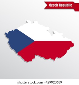 Czech Republic map with flag inside and ribbon