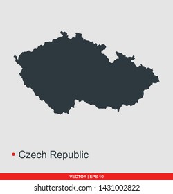 Czech Republic Map Flat Icon, Vector Illustration On Gray Background