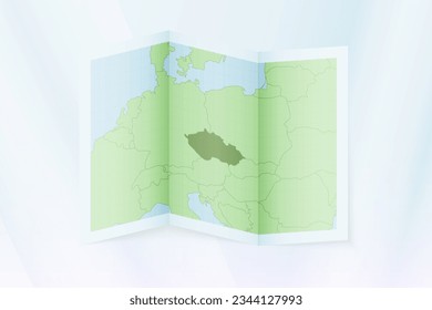 Mapa de la República Checa, papel doblado con mapa de la República Checa. Ilustración vectorial.