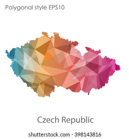 Czech Republic map in geometric polygonal style.Abstract gems triangle,modern design background.