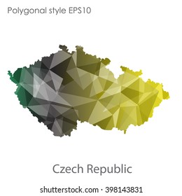Czech Republic map in geometric polygonal style.Abstract gems triangle,modern design background.