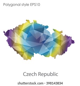 Czech Republic map in geometric polygonal style.Abstract gems triangle,modern design background.