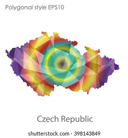 Czech Republic map in geometric polygonal style.Abstract gems triangle,modern design background.