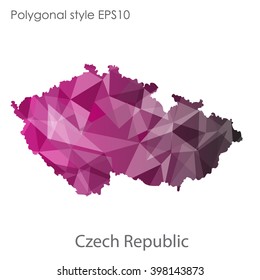 Czech Republic map in geometric polygonal style.Abstract gems triangle,modern design background.