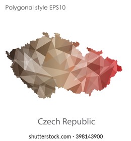 Czech Republic map in geometric polygonal style.Abstract gems triangle,modern design background.