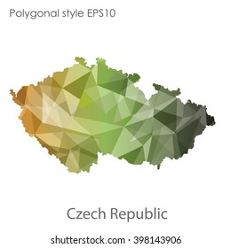 Czech Republic map in geometric polygonal style.Abstract gems triangle,modern design background.