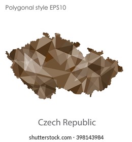 Czech Republic map in geometric polygonal style.Abstract gems triangle,modern design background.