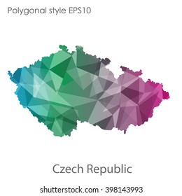 Czech Republic map in geometric polygonal style.Abstract gems triangle,modern design background.