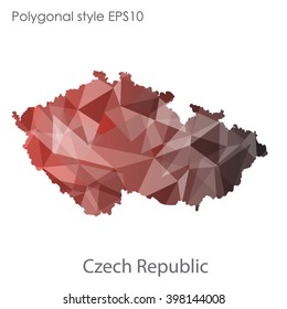 Czech Republic map in geometric polygonal style.Abstract gems triangle,modern design background.