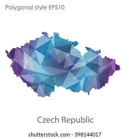 Czech Republic map in geometric polygonal style.Abstract gems triangle,modern design background.