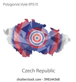 Czech Republic map in geometric polygonal style.Abstract gems triangle,modern design background.