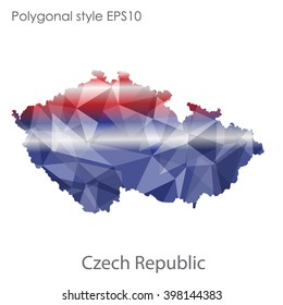 Czech Republic map in geometric polygonal style.Abstract gems triangle,modern design background.
