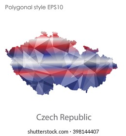 Czech Republic map in geometric polygonal style.Abstract gems triangle,modern design background.
