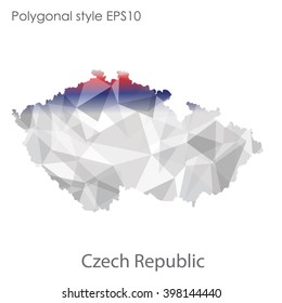 Czech Republic map in geometric polygonal style.Abstract gems triangle,modern design background.