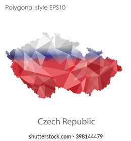 Czech Republic map in geometric polygonal style.Abstract gems triangle,modern design background.