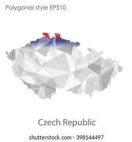 Czech Republic map in geometric polygonal style.Abstract gems triangle,modern design background.